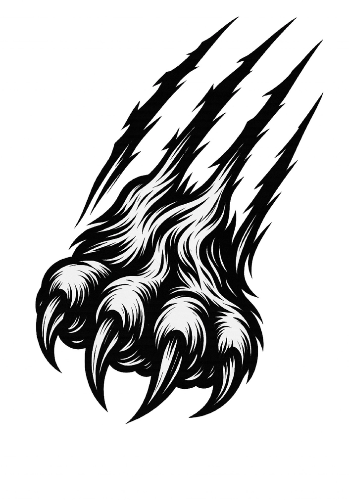 Tattoovorlage Wolfspranke mit Kratzspuren - Kraftvoll und Dynamisch