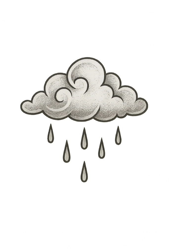 Tattoovorlage Wolke mit Regentropfen