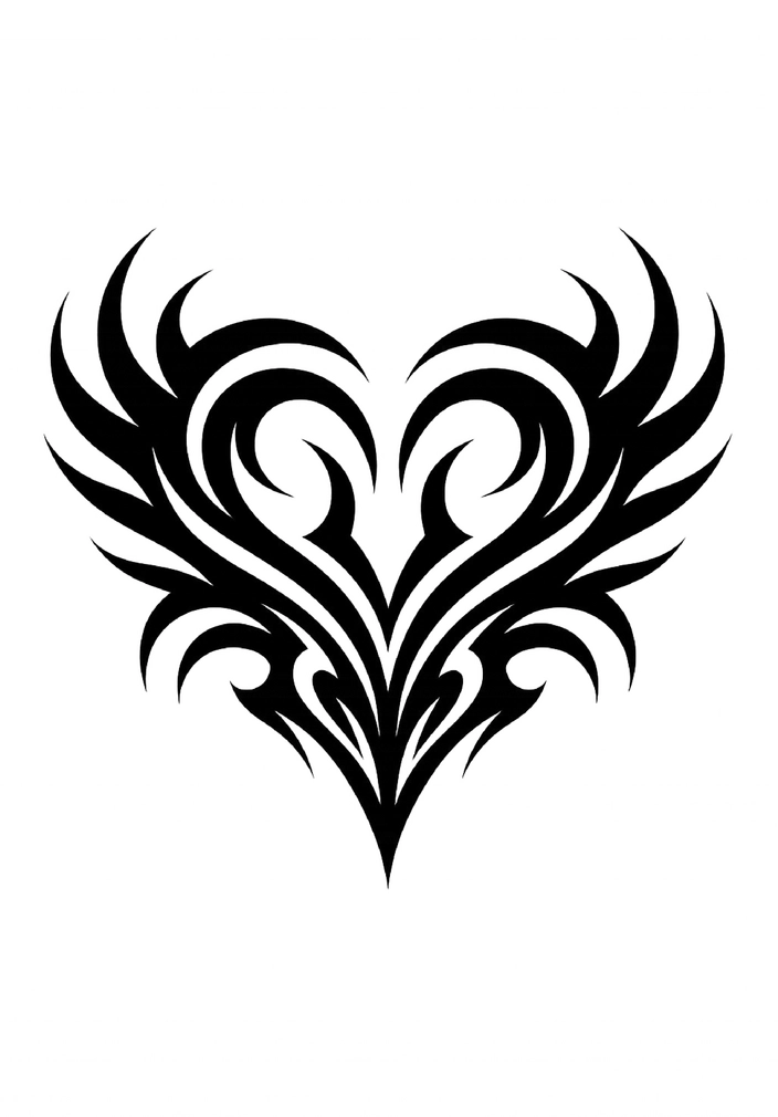 Tattoovorlage Tribal-Herz-Motiv für den Brustbereich
