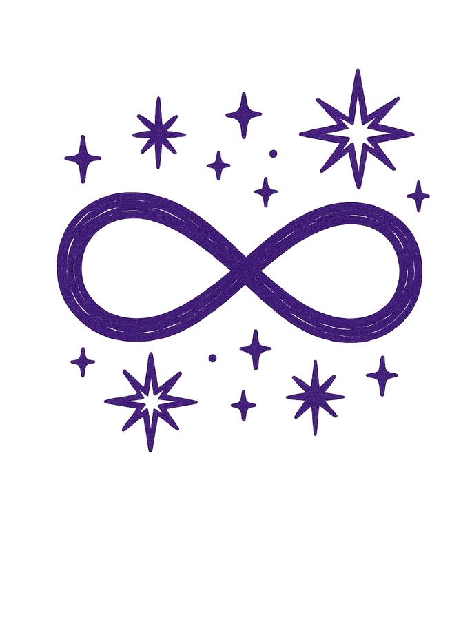 Tattoovorlage Unendliches Symbol mit Sternen für Nacken