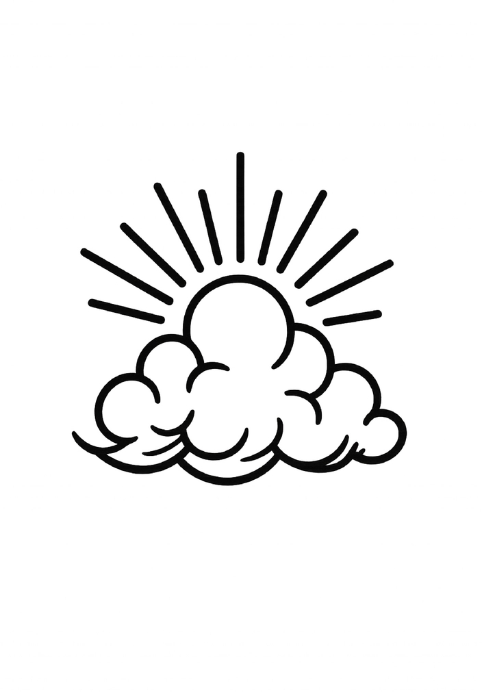 Tattoovorlage Wolken mit Sonnenstrahlen für Männer